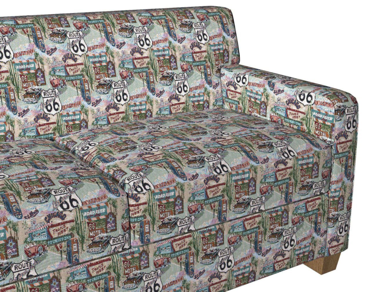 1011 Novelty Route 66 Aqua & Teal,Green Charlotte Fabrics