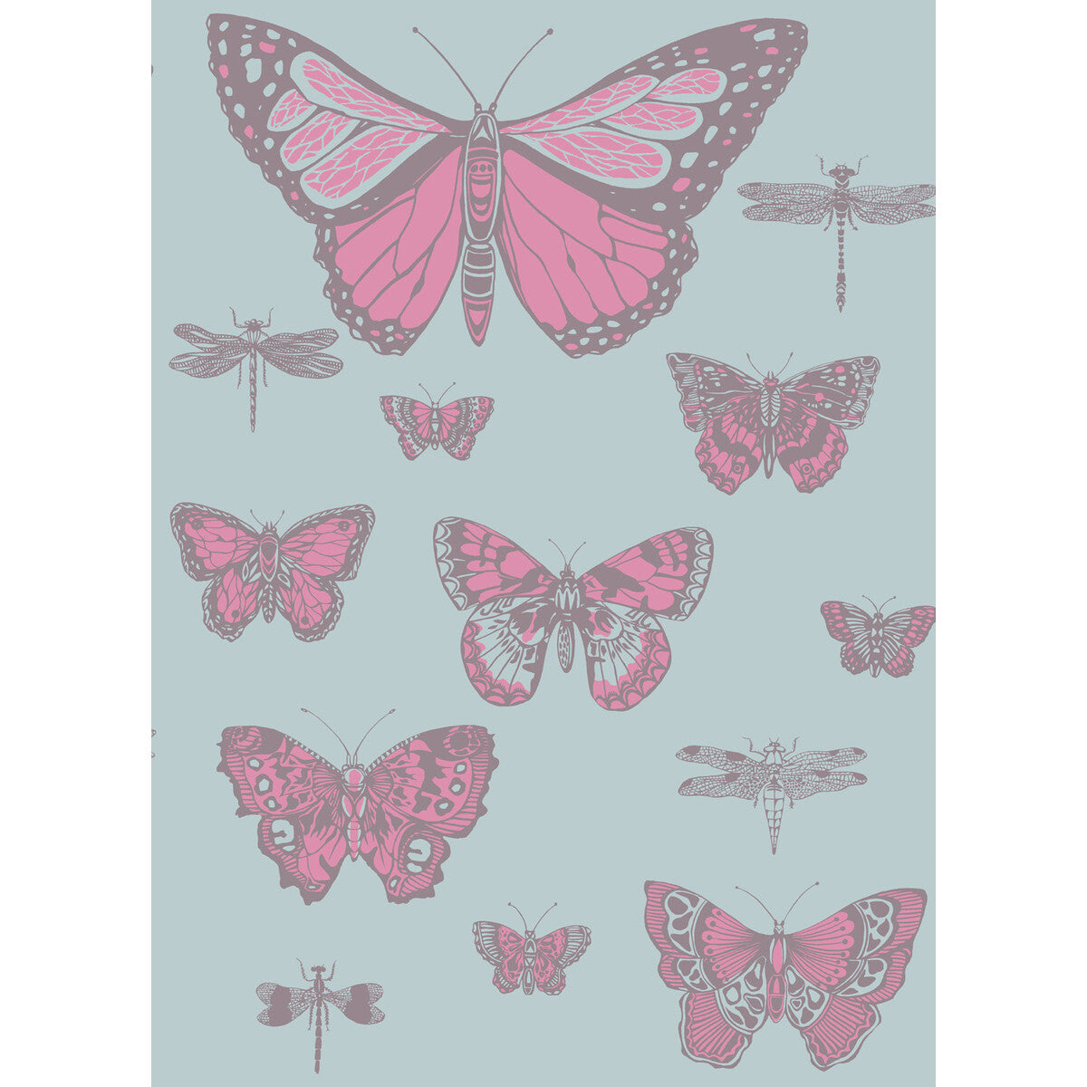 103/15062-CS BUTTERFLIES & DRAGONFLIES Pink On Blue Cole & Son Wallpaper
