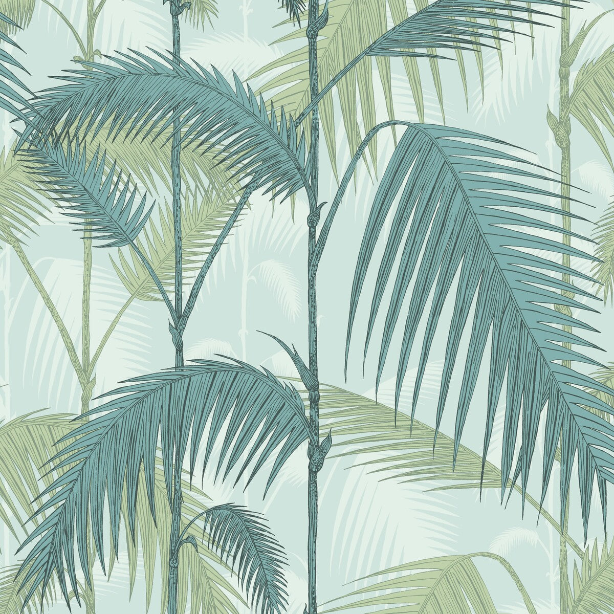 112/1001-CS PALM JUNGLE PRINT ROOM BLUE/MINT COLE & SON Wallpaper