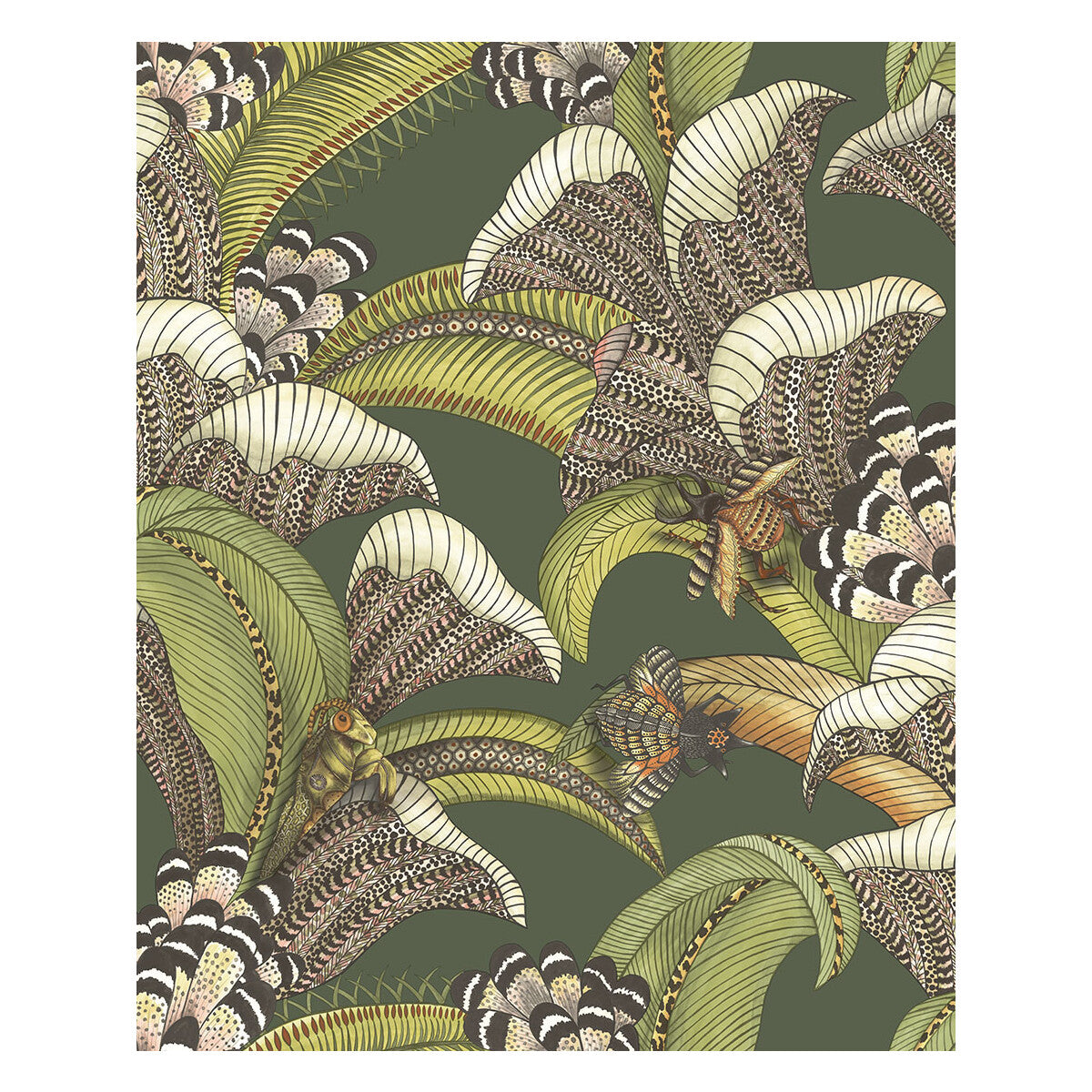 119/1003-CS HOOPOE LEAVES SPRING GREEN AND CORAL COLE & SON Wallpaper