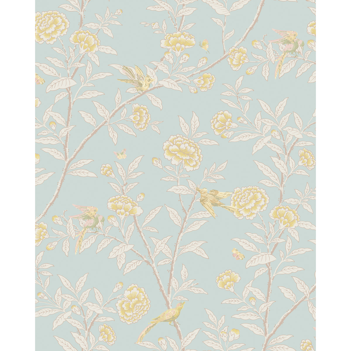 127/4023-CS COLE & SON ROSEBERRY WITH BIRDS P BLUE