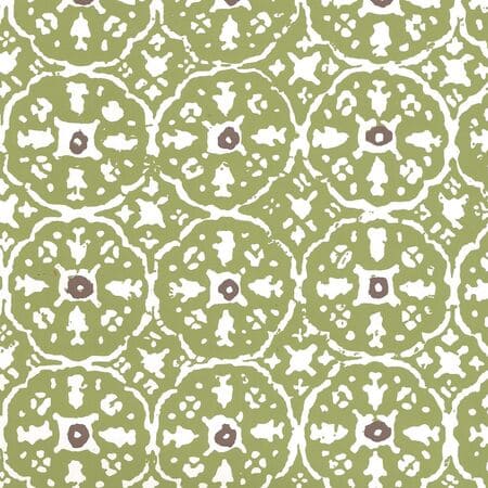 149-53WP NITIK II Jungle Green Brown On Almost White Quadrille Wallpaper