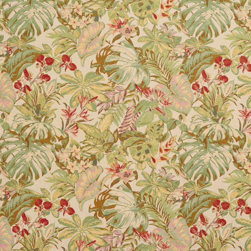 1950 Leaves,Tropical & Botanical Green,Red & Burgundy Charlotte Fabrics Woven Patterns