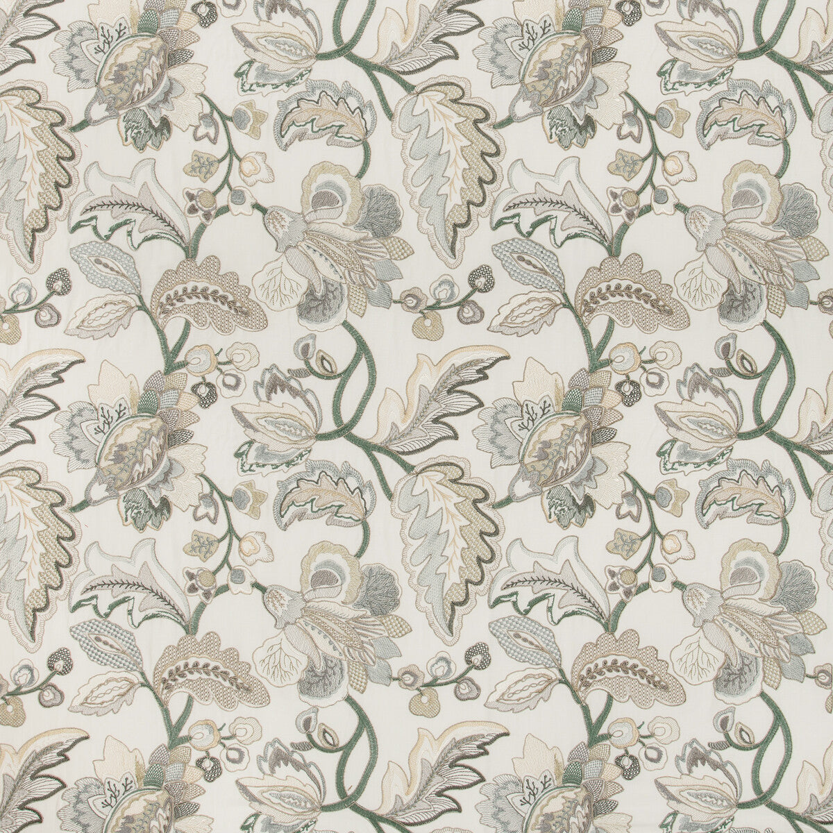2019111-135 ORFORD EMBROIDERY LEAF/MIST LEE JOFA Fabrics Drapery Upholstery