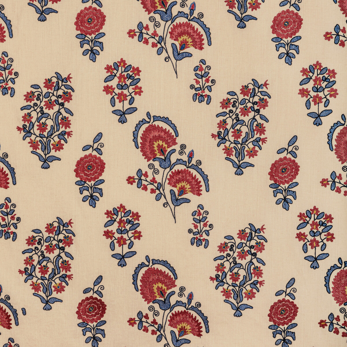 2022112-195 MEAD EMBROIDERY RED/BLUE LEE JOFA DRAPERY