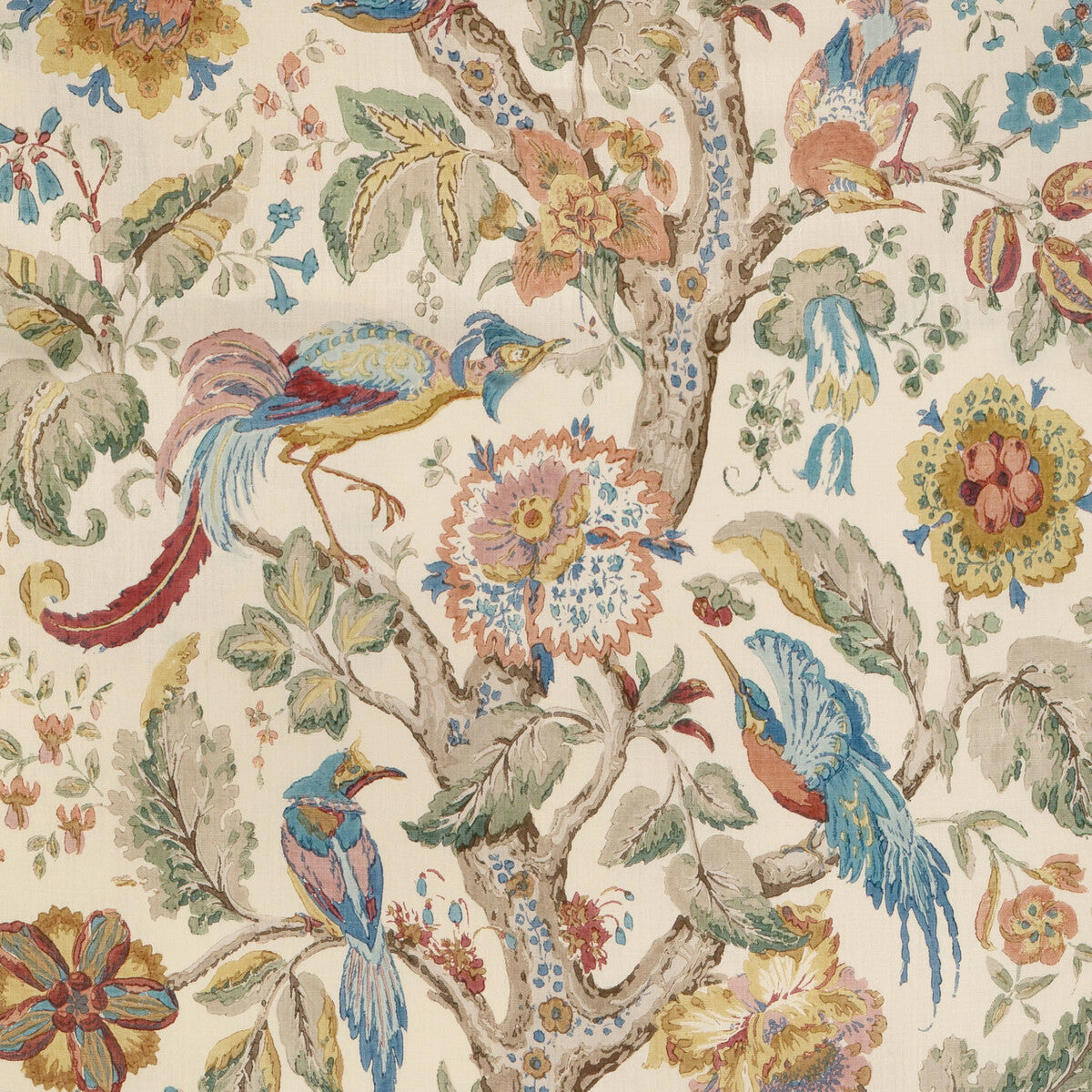 2023100-519 TREE OF LIFE DENIM/BERRY LEE JOFA Fabrics Drapery Upholstery