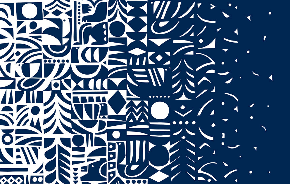23325X Marimekko Marimekko Vol. 5 Wallpaper Yön Varjo Midnight Blue and Off-White
