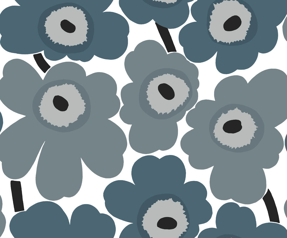 23353X Marimekko Marimekko Vol. 5 Wallpaper Unikko Steel Blue and Gray