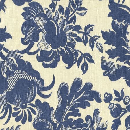 306090F DES GARDES Denim Blue on Tint Quadrille Fabric