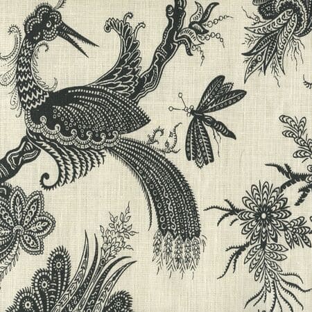 306208F Paradis Black on Tint Quadrille Fabric