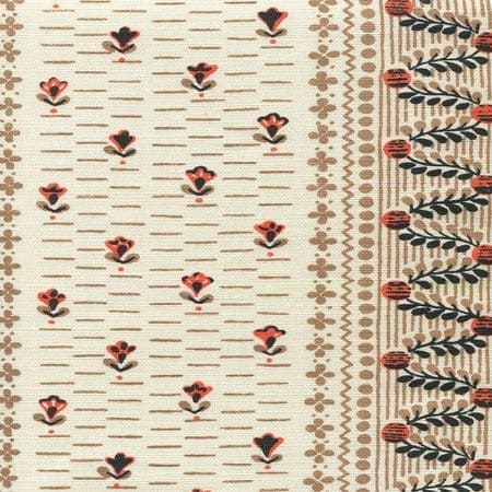 306292F LINKS II Multi Orange Taupe Black on Tinted Linen Cotton Quadrille Fabric