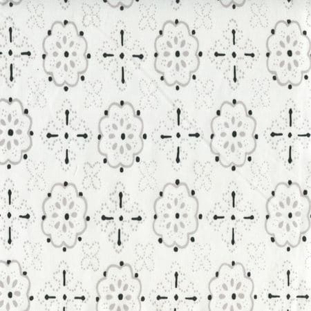 306312CTTN CRAWFORD Light Grey Black Quadrille Fabric