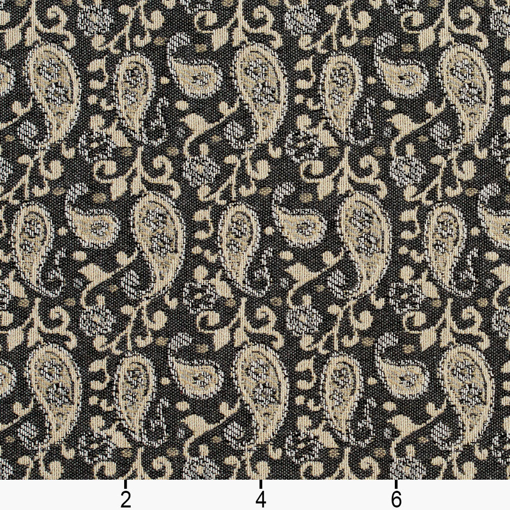 5840 Paisley Sterling Paisley Grey & Silver Charlotte Fabrics