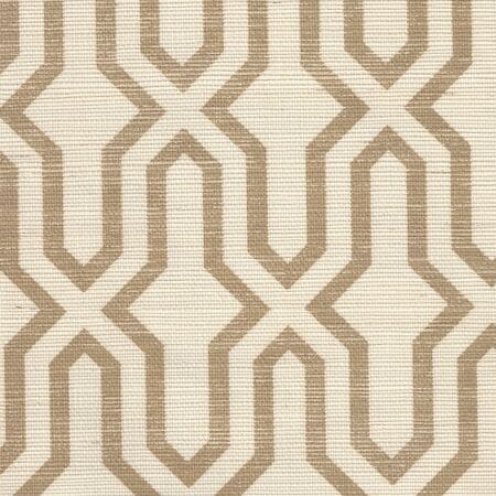 6300R-CAMEL GORRIVAN FRETWORK Camel On Beige Grasscloth Quadrille Wallpaper