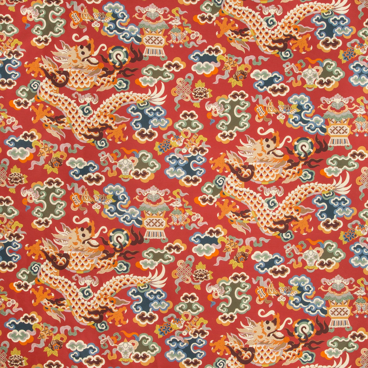 8019140-195 MING DRAGON PRINT CLARET BRUNSCHWIG & FILS