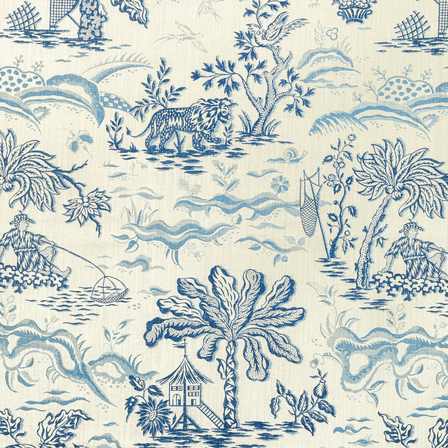 8022101-55 VALENSOLE PRINT NAVY/SKY BRUNSCHWIG & FILS