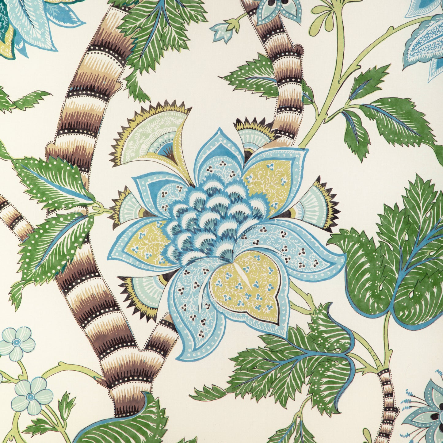 8023105-353 CADENET PRINT AQUA/LEAF BRUNSCHWIG & FILS