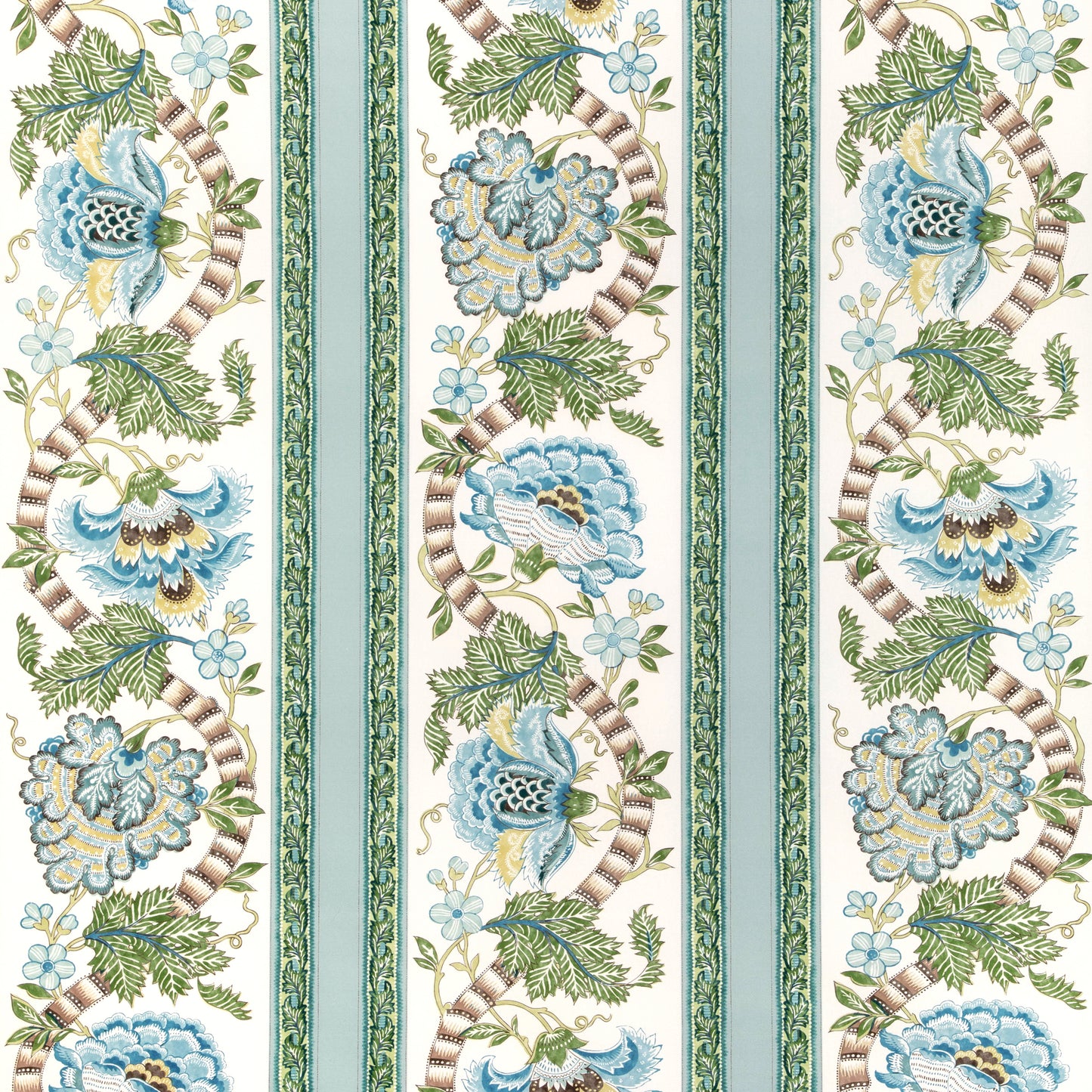 8023106-353 LAURIS PRINT AQUA/LEAF BRUNSCHWIG & FILS