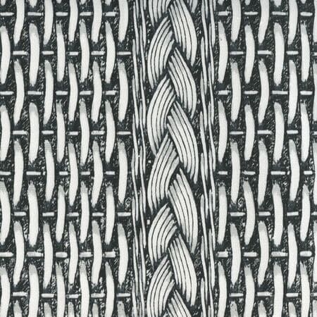8400-01W NEWPORT RATTAN Black Gray on White Quadrille Fabric