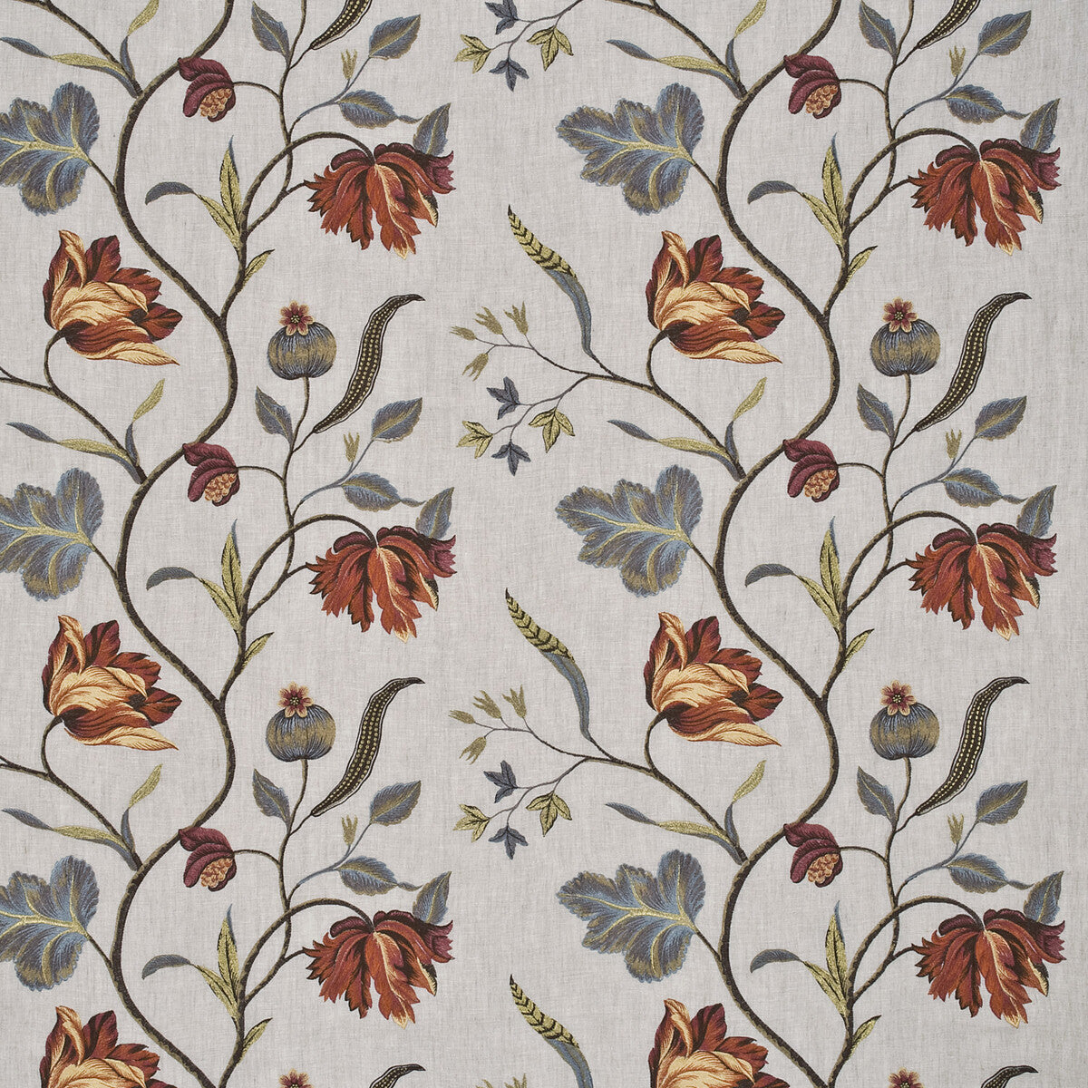BF10345-2 TULIP TREE LINEN PIMENTO G P & J BAKER DRAPERY