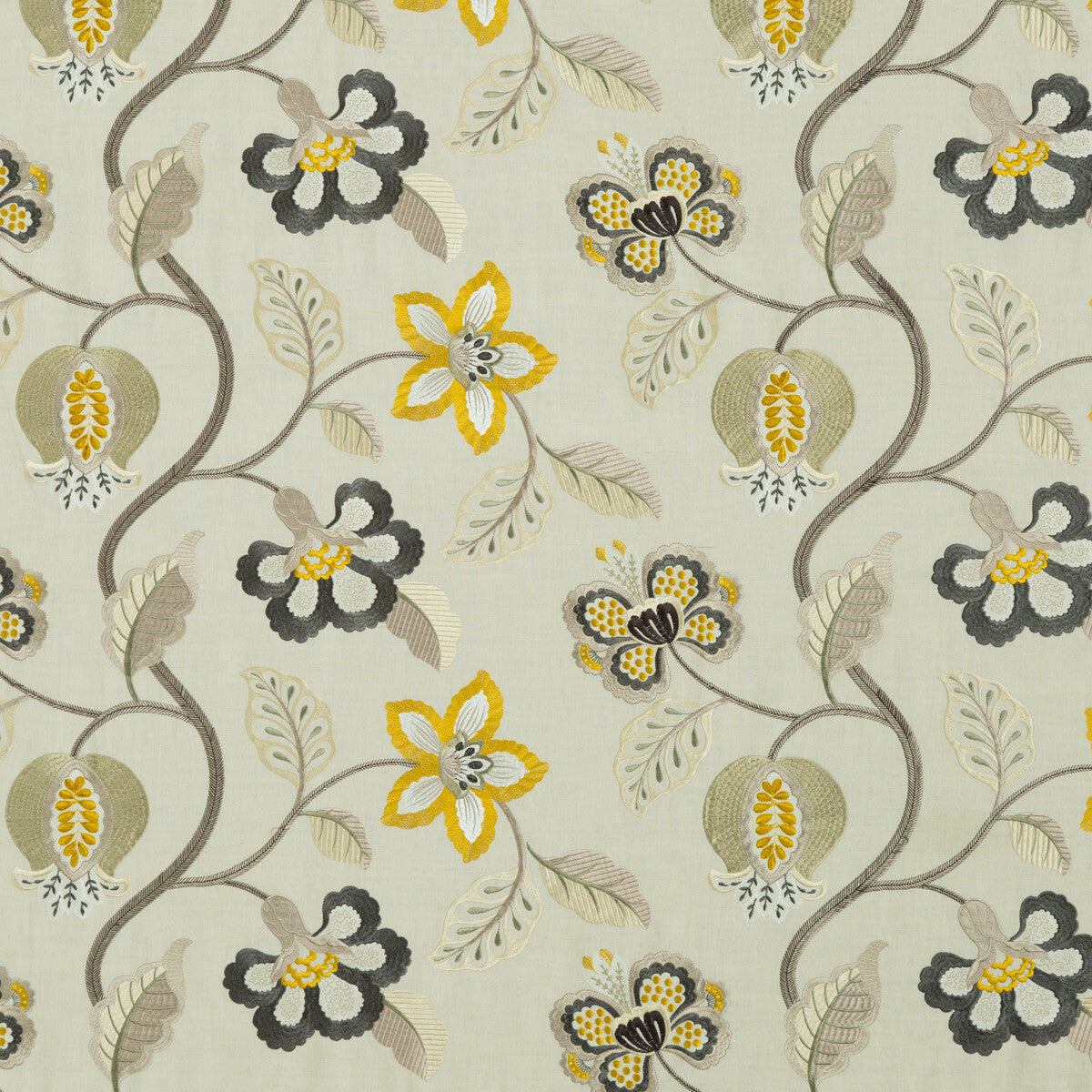 BF10532-4 ELVASTON GRAPHITE/CITRON G P & J BAKER DRAPERY