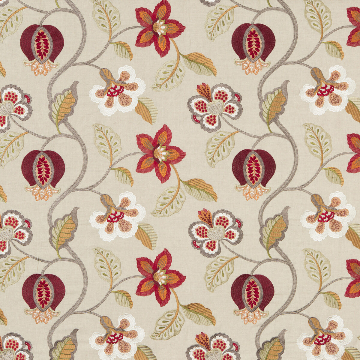 BF10532-6 ELVASTON RED/IVORY G P & J BAKER DRAPERY
