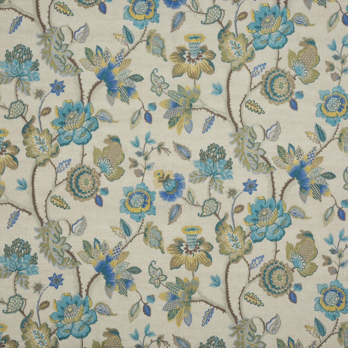 BF10589-3 DRYDEN TEAL/GILT G P & J BAKER Fabrics Drapery Upholstery