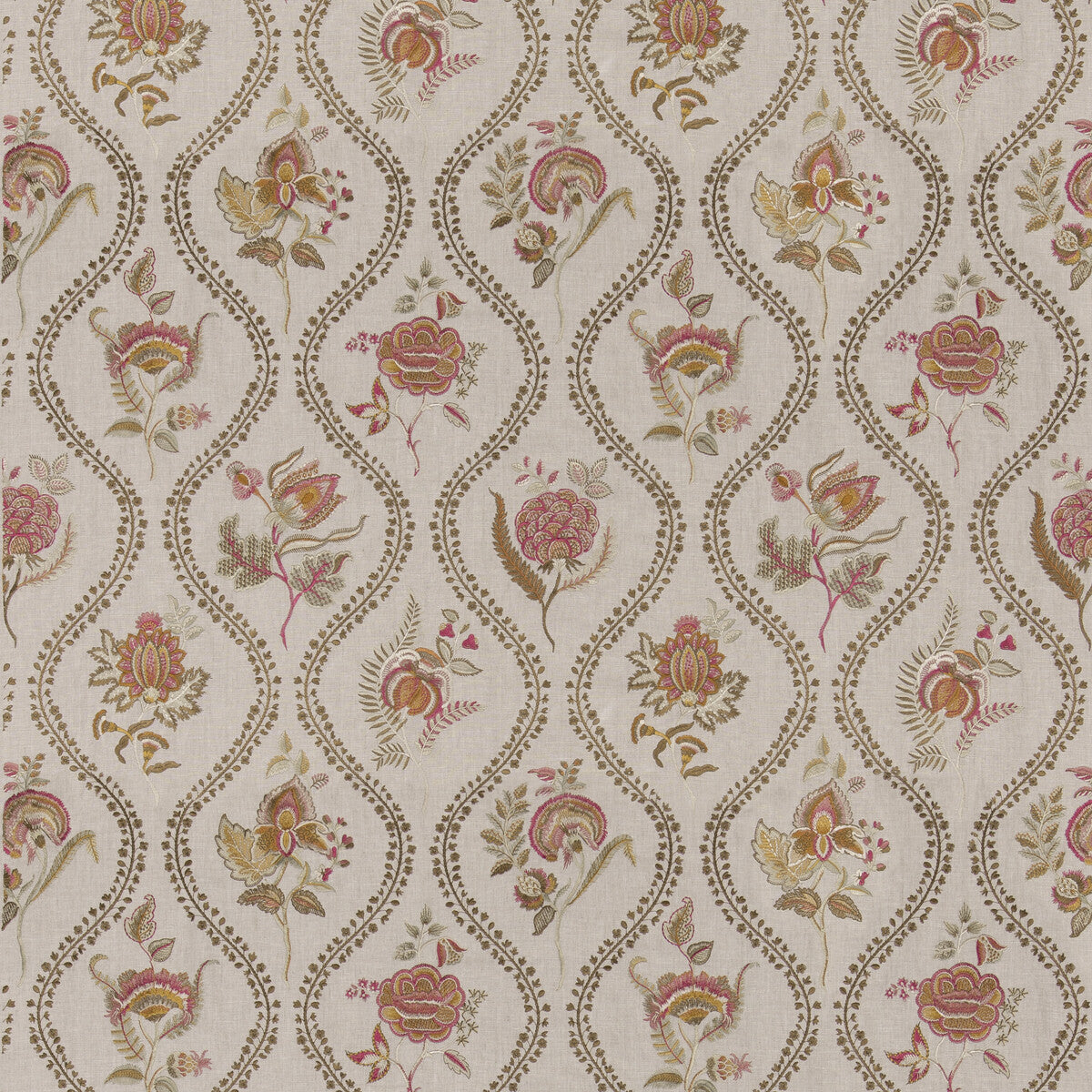 BF11025-3 BURFORD EMBROIDERY RED/BRONZE G P & J BAKER DRAPERY