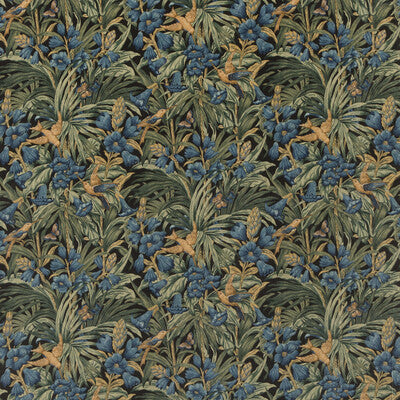 BP10623-1 TRUMPET FLOWERS VELVET DARK INDIGO/TEAL G P & J BAKER Fabrics Drapery Upholstery