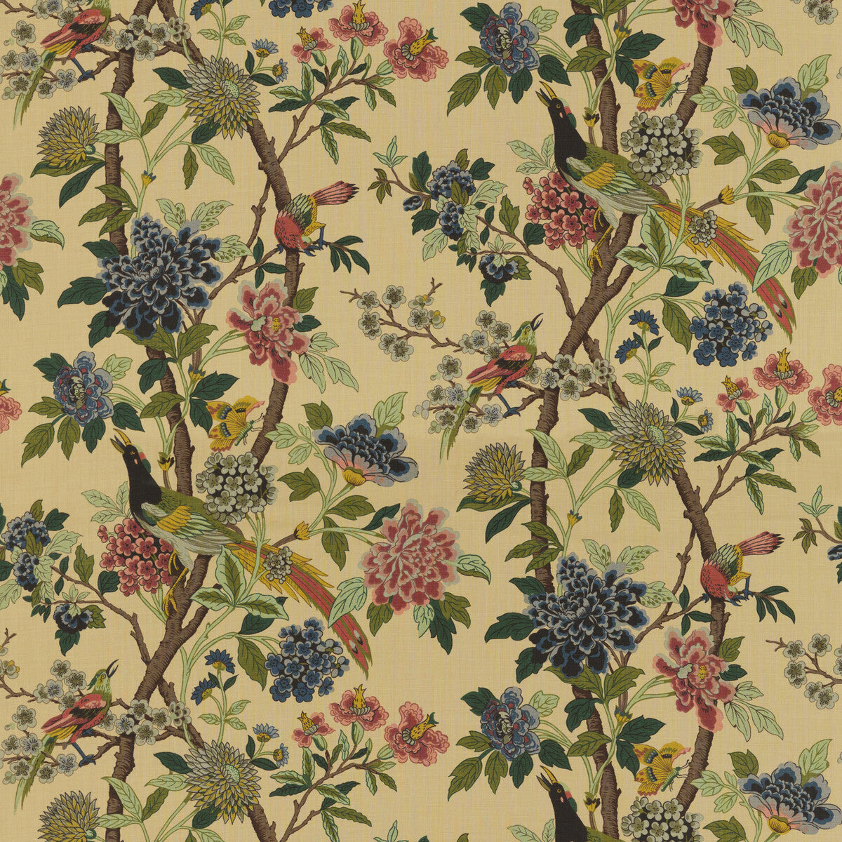 BP10723-3 HYDRANGEA BIRD PARCHMENT G P & J BAKER Fabrics Drapery Upholstery