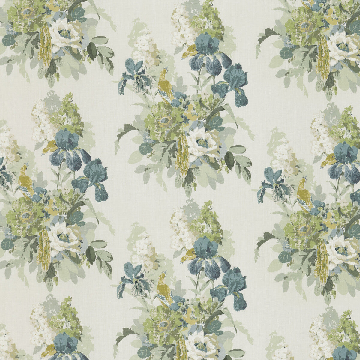 BP10774-4 BIRD & IRIS SOFT TEAL G P & J BAKER Fabrics Drapery Upholstery
