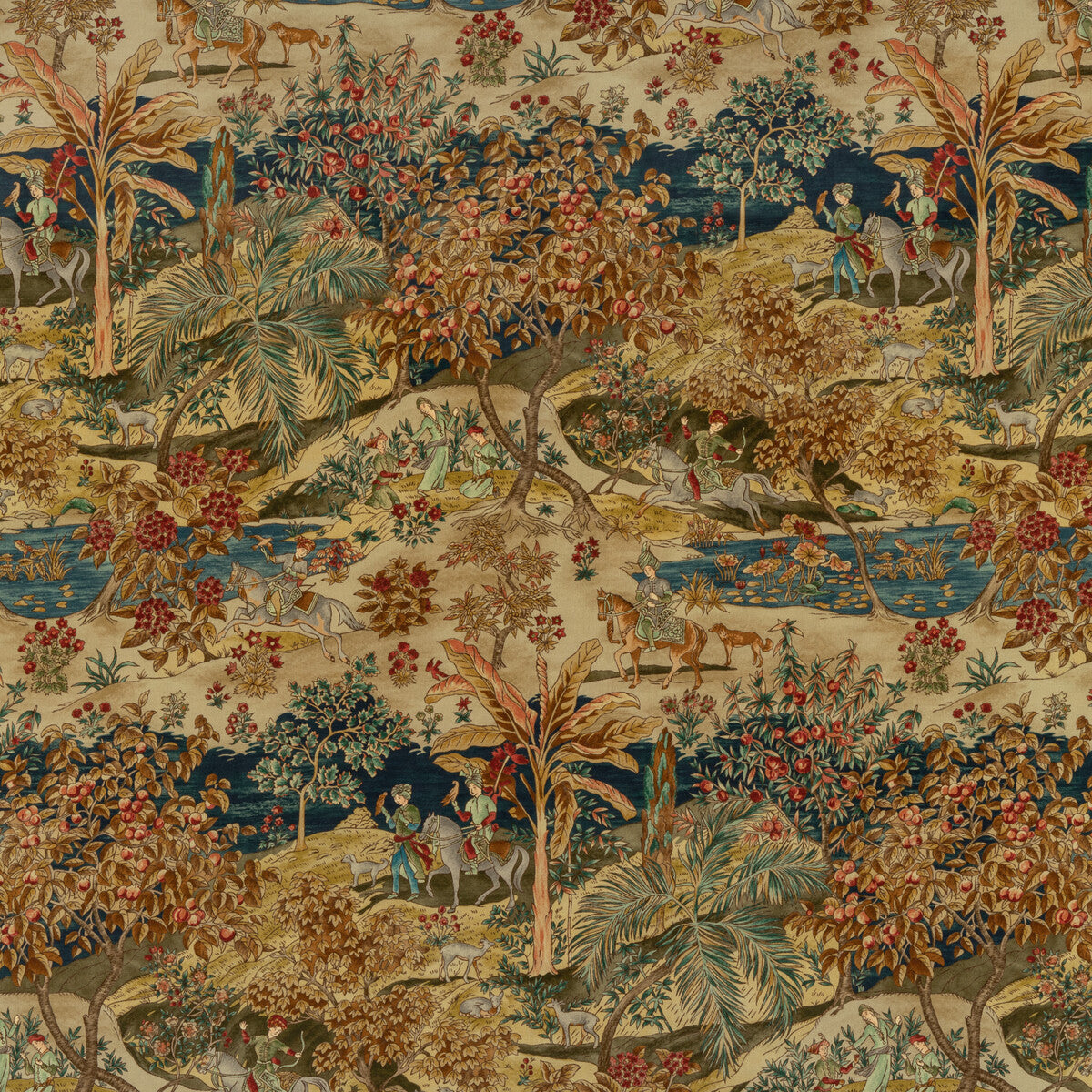 BP10832-1 RAMAYANA VELVET INDIGO/RED G P & J BAKER Fabrics Drapery Upholstery