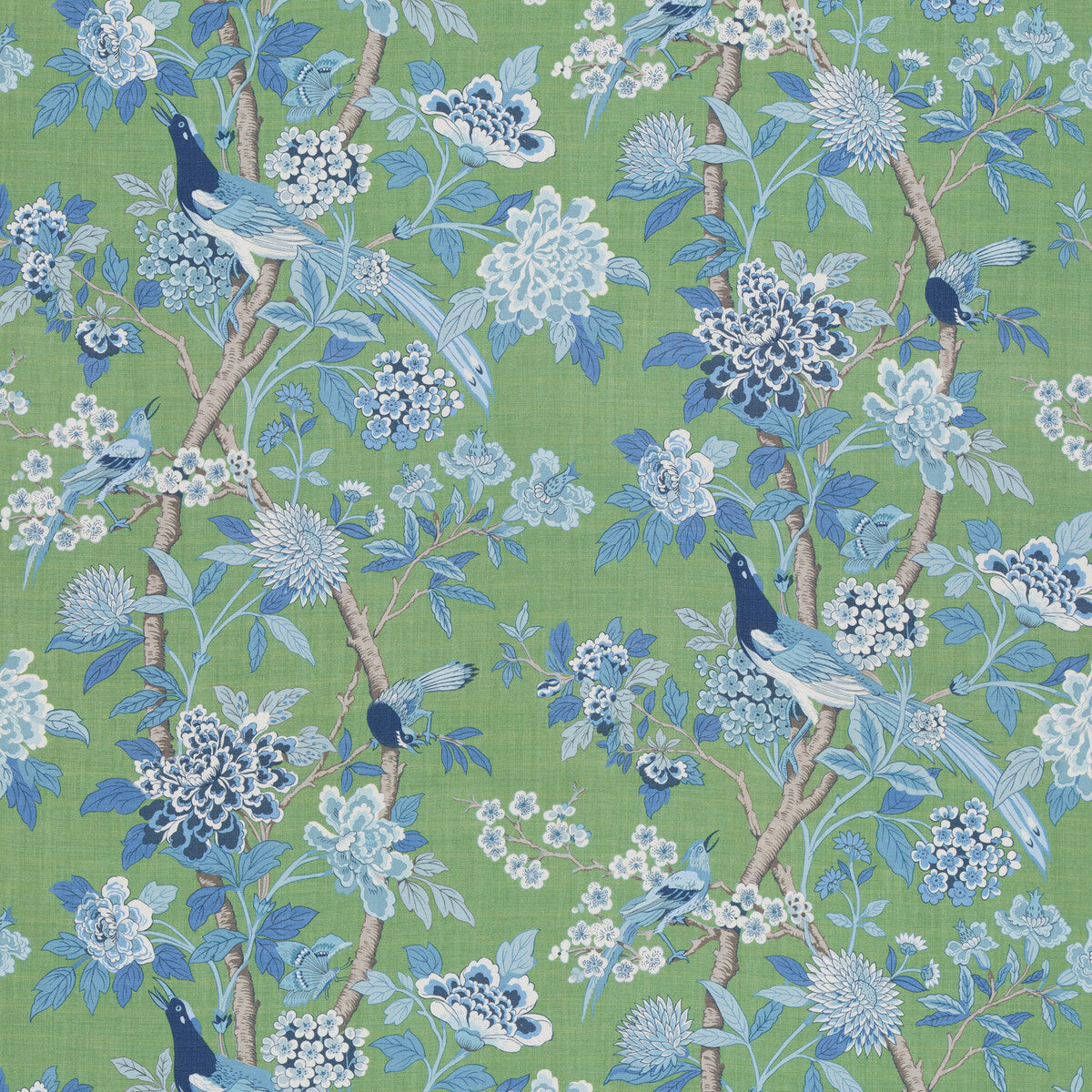 BP10851-3 HYDRANGEA BIRD (ARCHIVE) EMERALD/BLUE G P & J BAKER Fabrics Drapery Upholstery