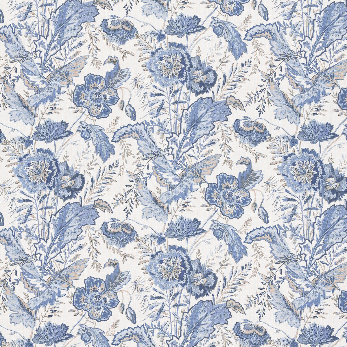 BP10938-1 INDIENNE FLOWER BLUE G P & J BAKER Fabrics Drapery Upholstery