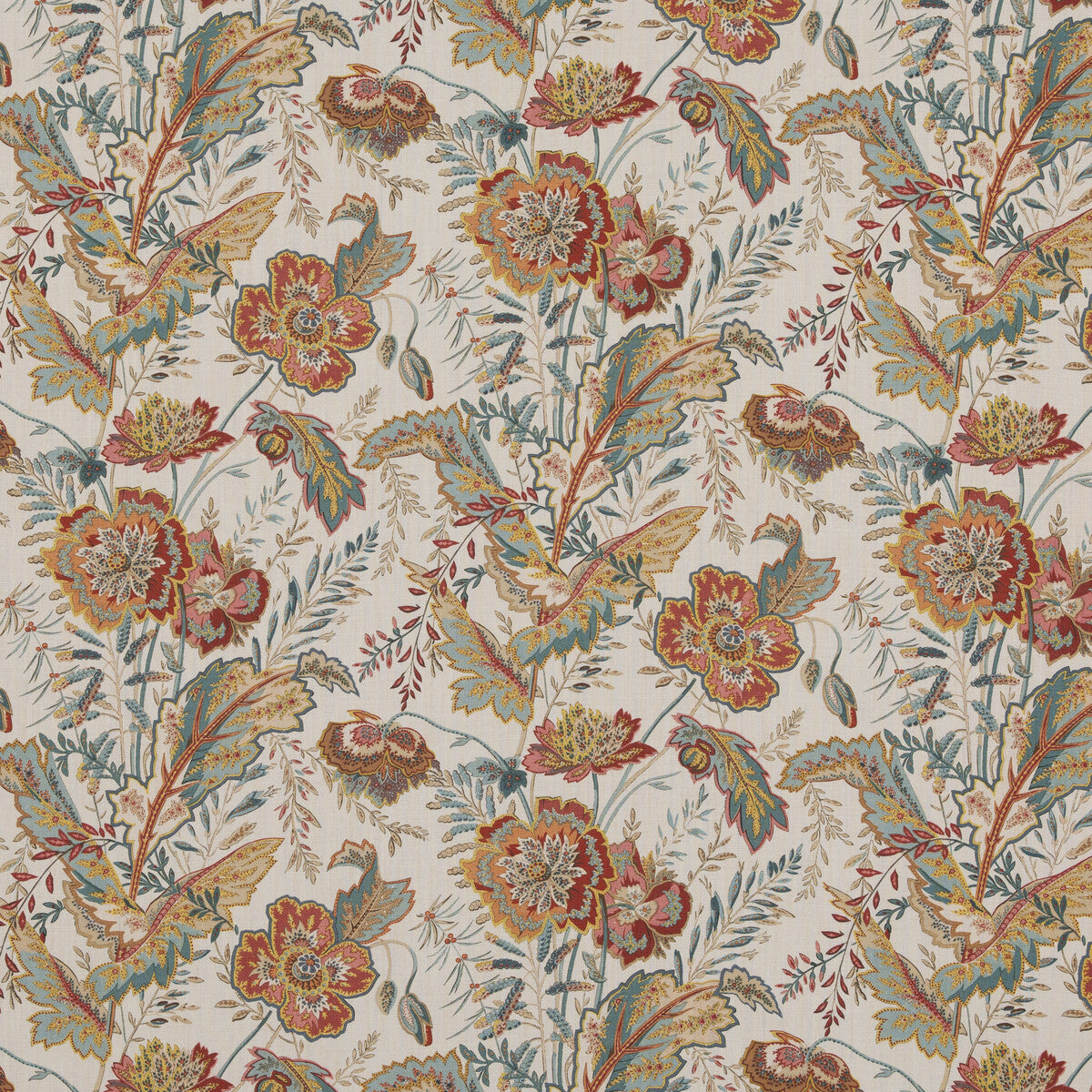 BP10938-3 INDIENNE FLOWER RED/TEAL G P & J BAKER Fabrics Drapery Upholstery