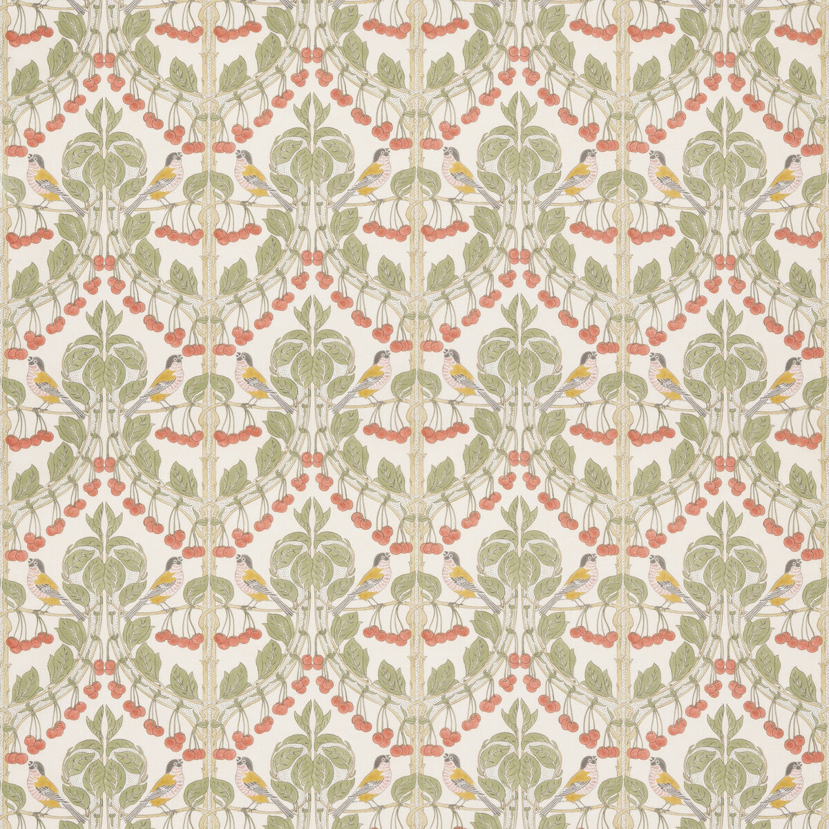 BP10967-1 BIRDS & CHERRIES COTTON RED/GREEN G P & J BAKER Fabrics Drapery Upholstery