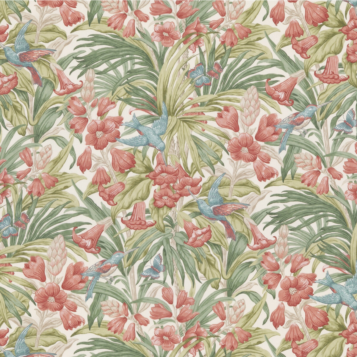 BP10976-1 TRUMPET FLOWERS COTTON RED/GREEN G P & J BAKER Fabrics Drapery Upholstery