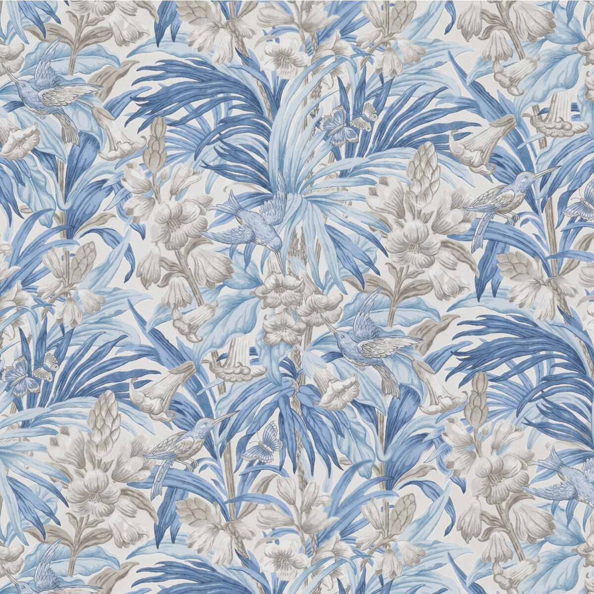 BP10976-2 TRUMPET FLOWERS COTTON BLUE G P & J BAKER Fabrics Drapery Upholstery