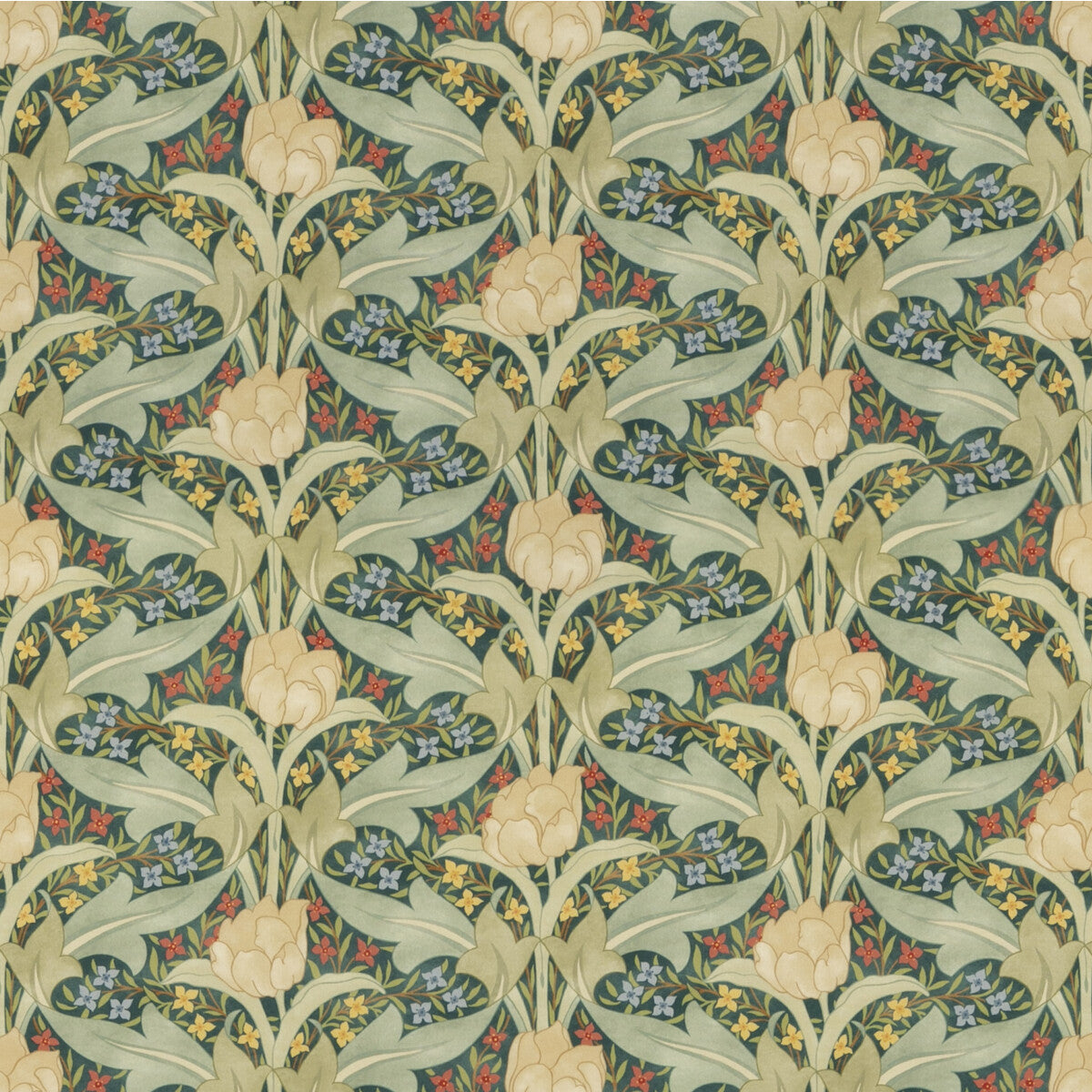 BP10977-1 TULIP & JASMINE COTTON EMERALD G P & J BAKER Fabrics Drapery Upholstery