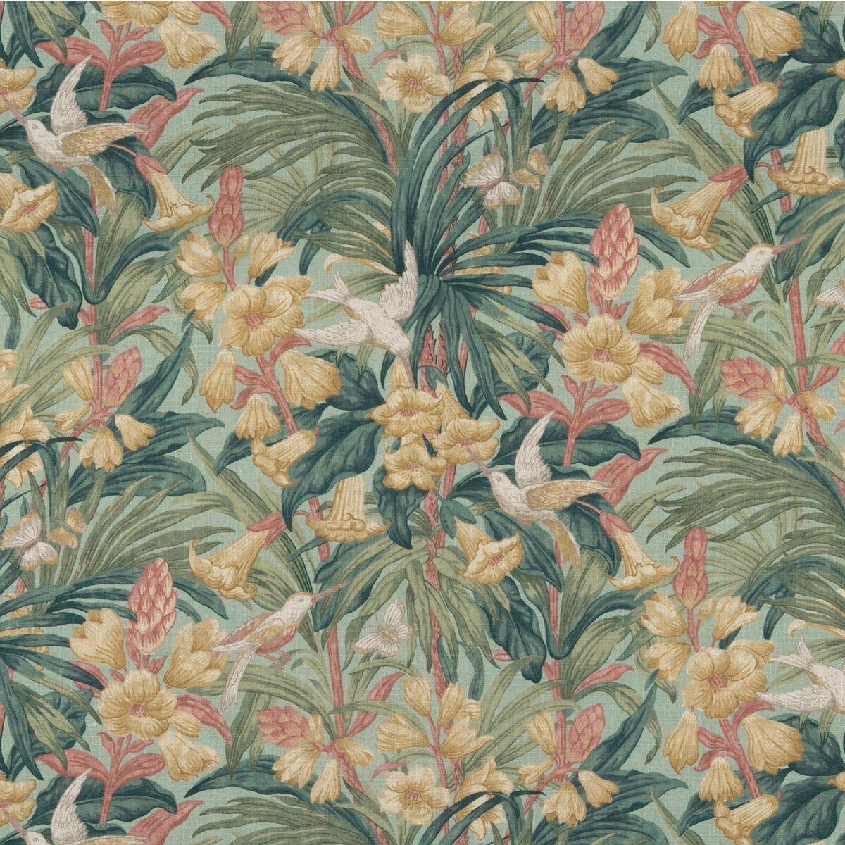 BP10982-1 TRUMPET FLOWERS TEAL G P & J BAKER Fabrics Drapery Upholstery
