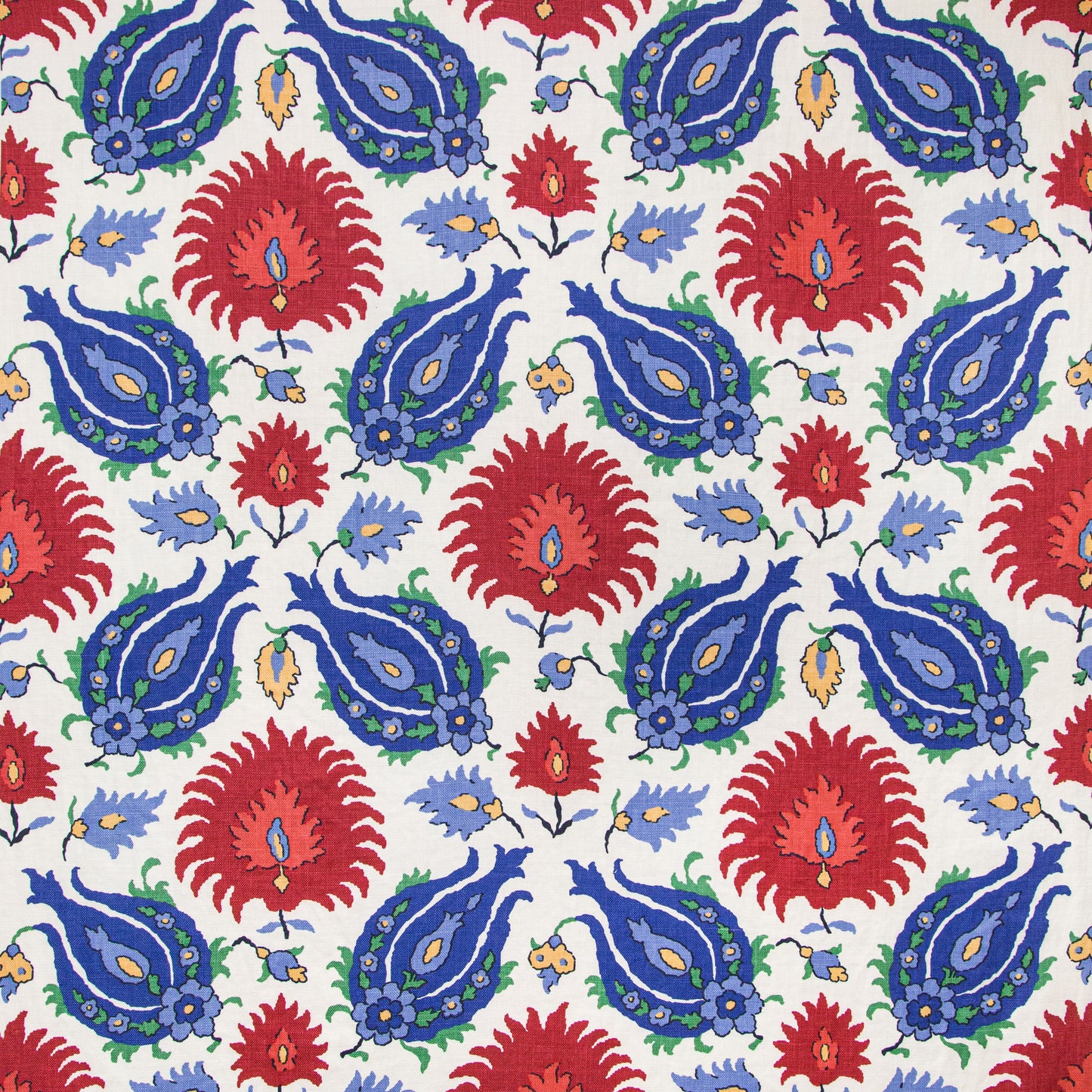 BR-700020-5193 KASHMIRI LINEN PRINT BLUE/RED BRUNSCHWIG & FILS
