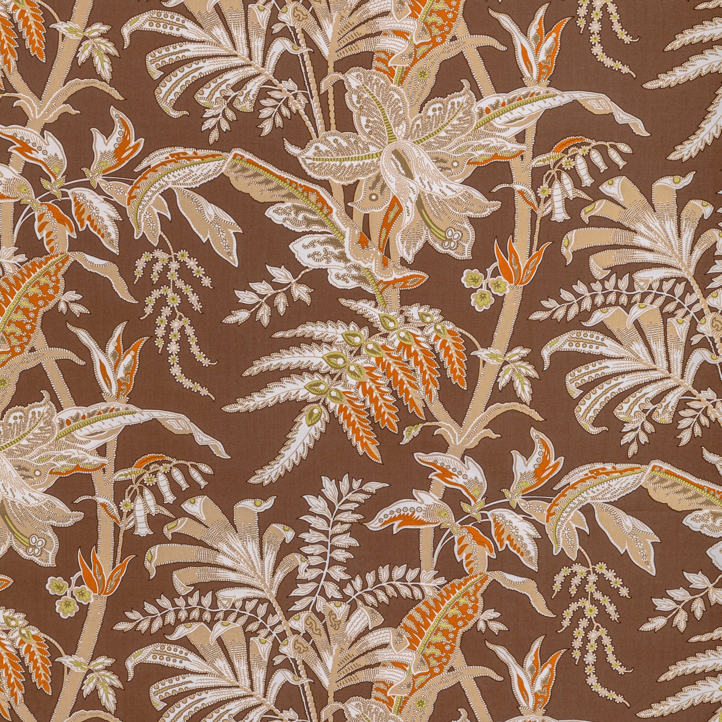 BR-79121-630 SEYCHELLES COTTON PRINT MOCHA BRUNSCHWIG & FILS