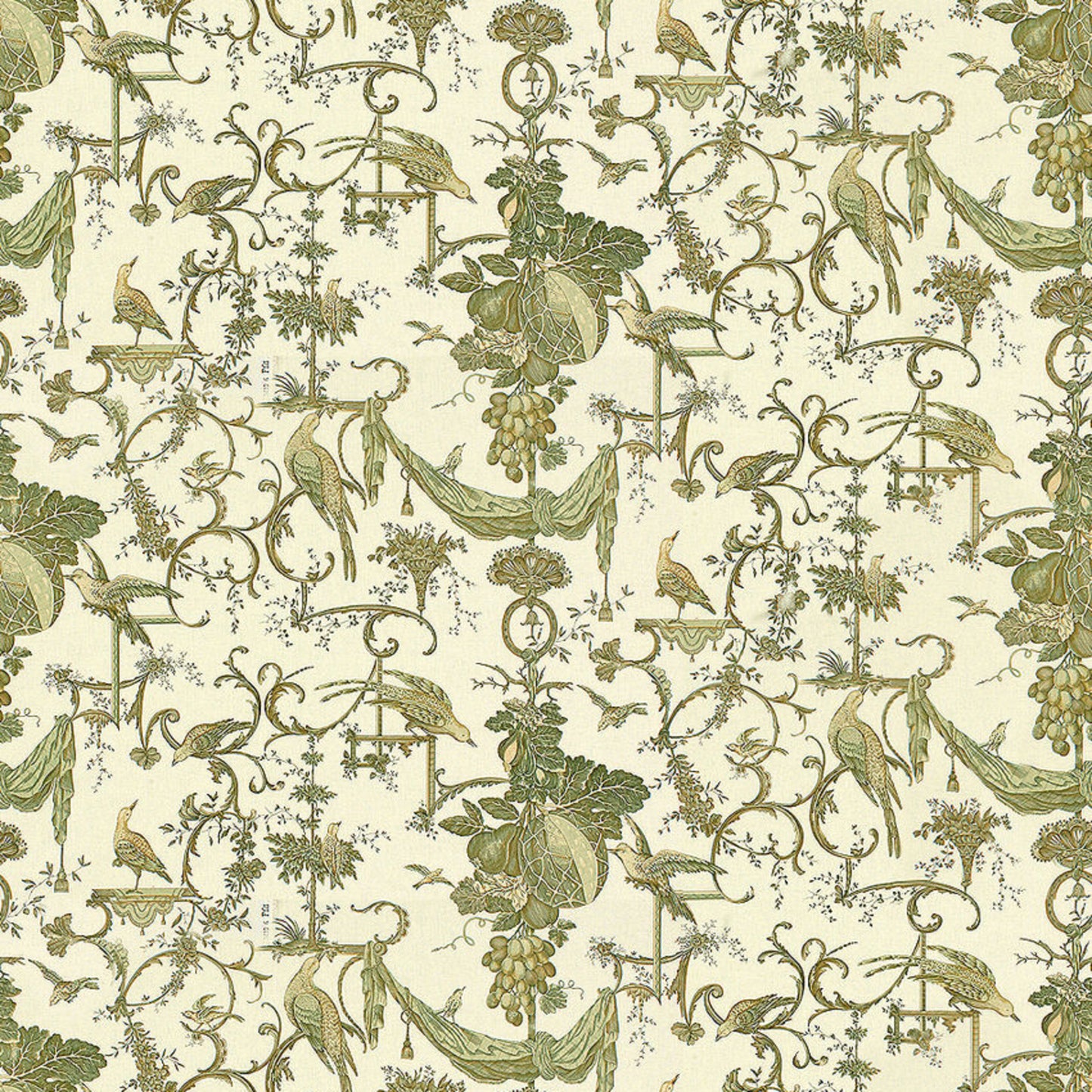 BR-79500-432 KININVIE COTTON PRINT LEAF ON WHITE BRUNSCHWIG & FILS