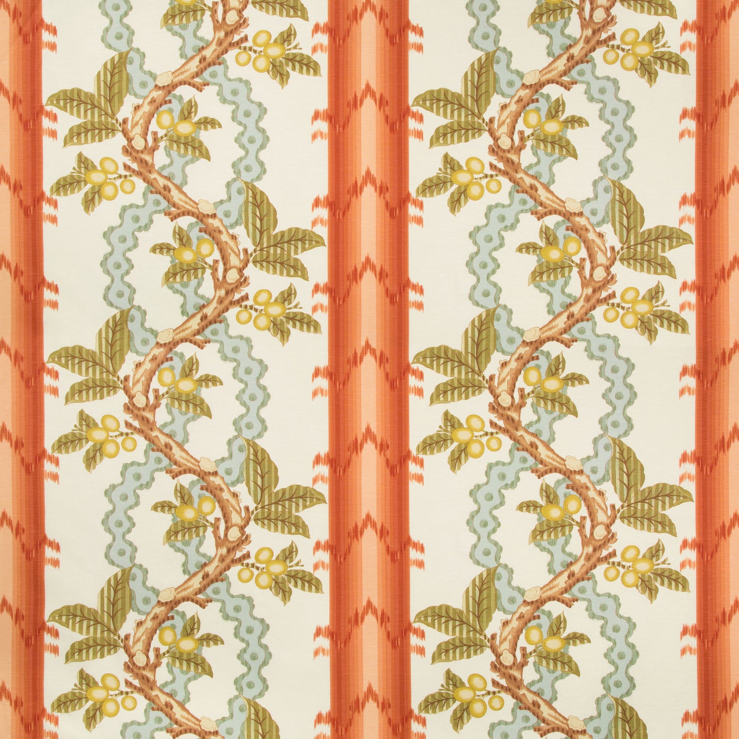BR-79510-123 JOSSELIN COTTON AND LINEN PRINT SPICE/CELADON BRUNSCHWIG & FILS
