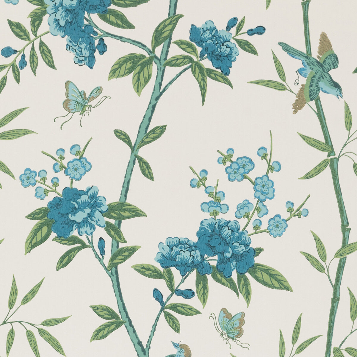 BW45066-5 PEONY & BLOSSOM INDIGO/TEAL G P & J BAKER Wallpaper
