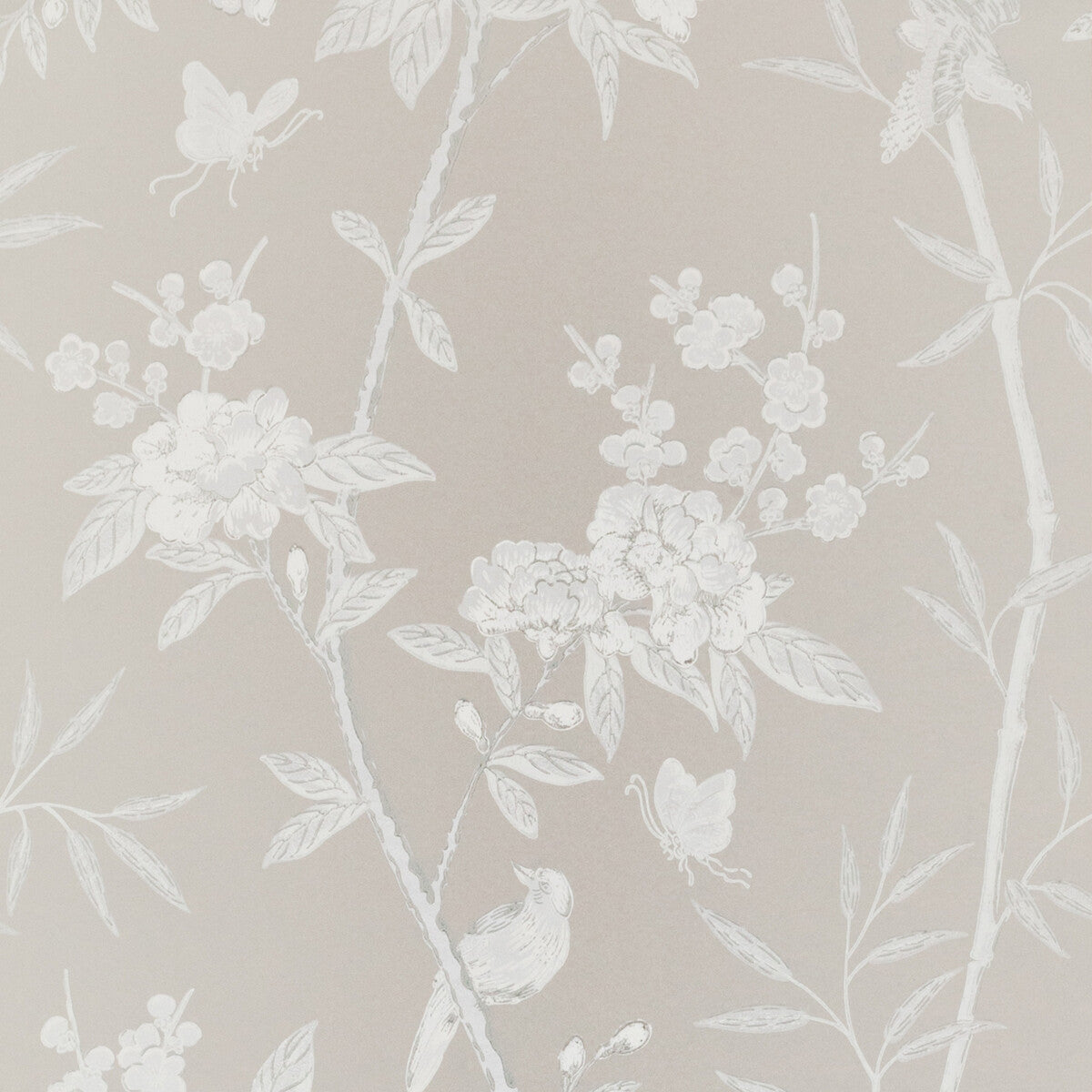 BW45066-7 PEONY & BLOSSOM SOFT GREY G P & J BAKER Wallpaper