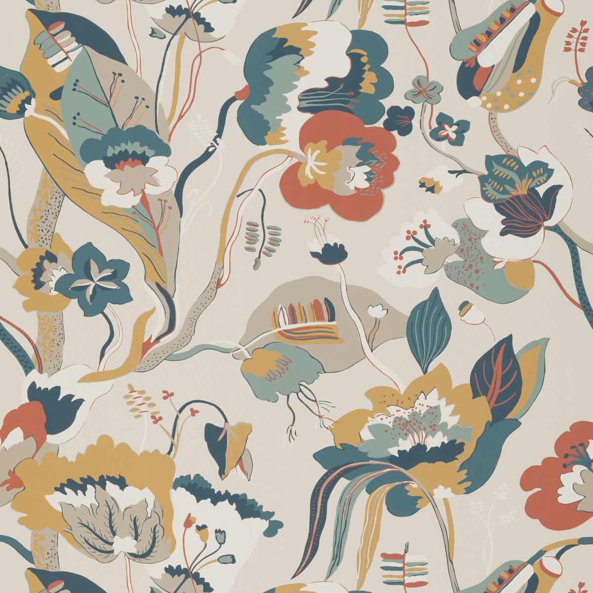 BW45080-4 CALIFORNIA TEAL/OCHRE G P & J BAKER Wallpaper