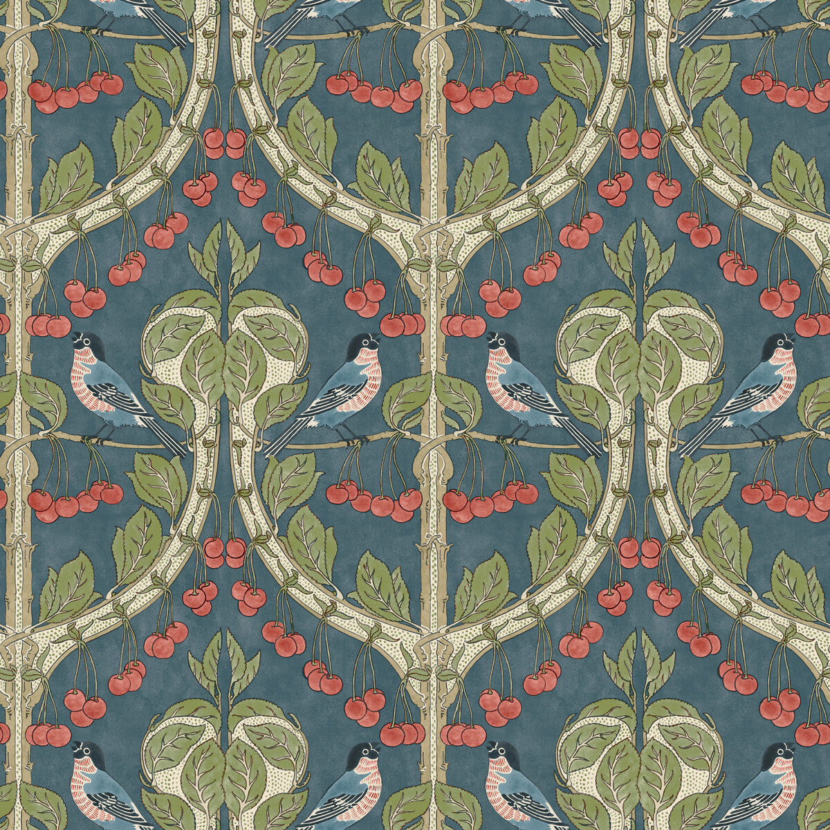 BW45100-5 BIRDS & CHERRIES INDIGO G P & J BAKER Wallpaper
