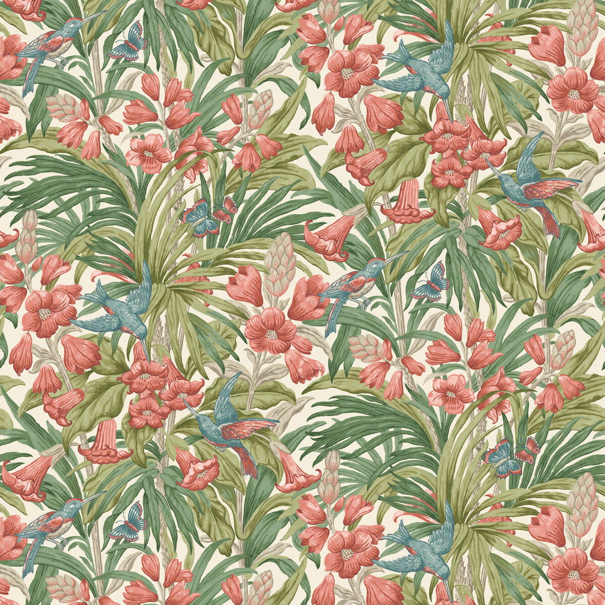 BW45103-1 TRUMPET FLOWERS RED/GREEN G P & J BAKER Wallpaper