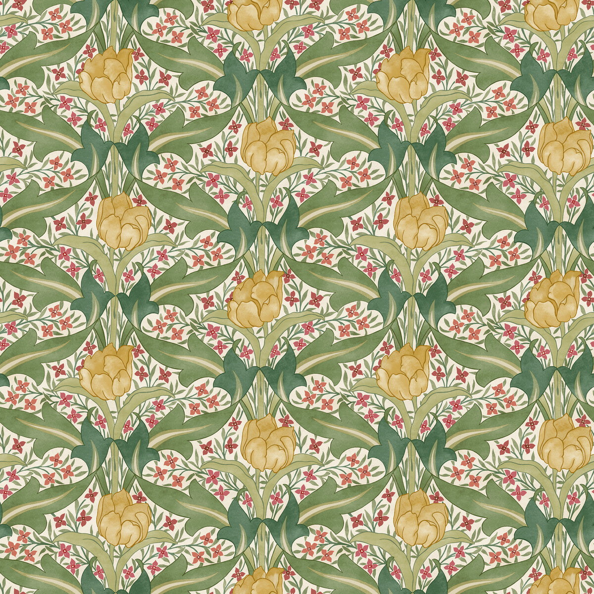 BW45104-1 TULIP & JASMINE RED/GREEN G P & J BAKER Wallpaper